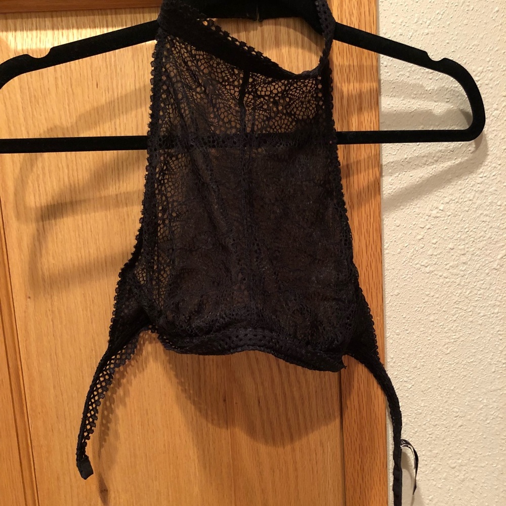 Black Lace Bralette High Neck